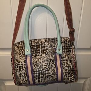 New Leather Cow Hair Multicolor Women's Boston Bag